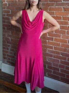 Sleeveless Cowl Neck Pink Dress